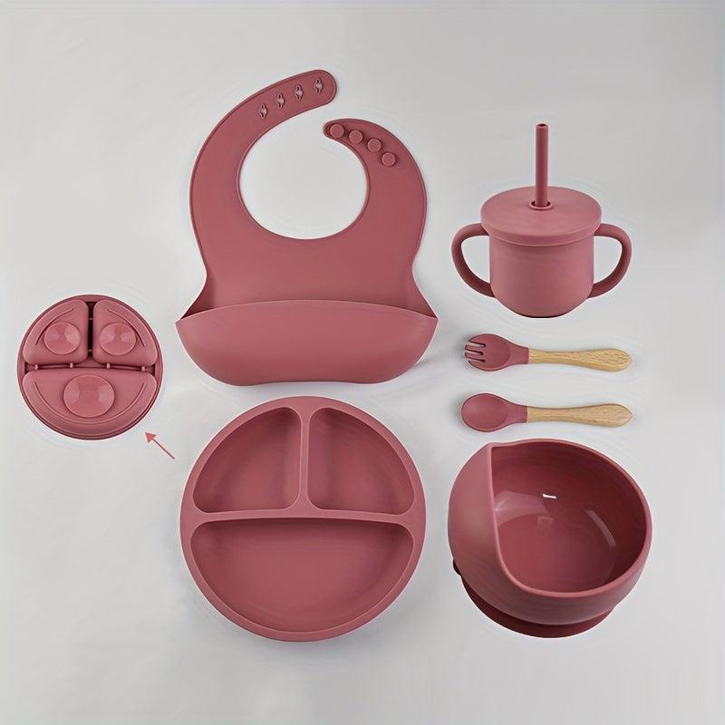 Baby Silicone Tableware 6pcs Set Divided Dinner Plate