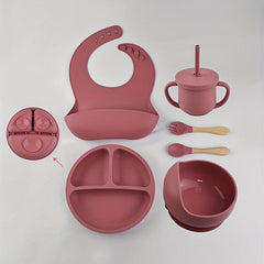 Baby Silicone Tableware 6pcs Set Divided Dinner Plate