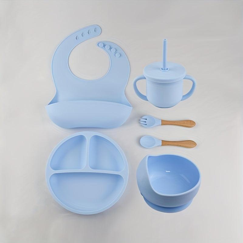 Baby Silicone Tableware 6pcs Set Divided Dinner Plate