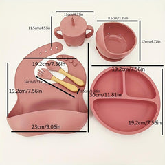 Baby Silicone Tableware 6pcs Set Divided Dinner Plate