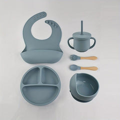 Baby Silicone Tableware 6pcs Set Divided Dinner Plate