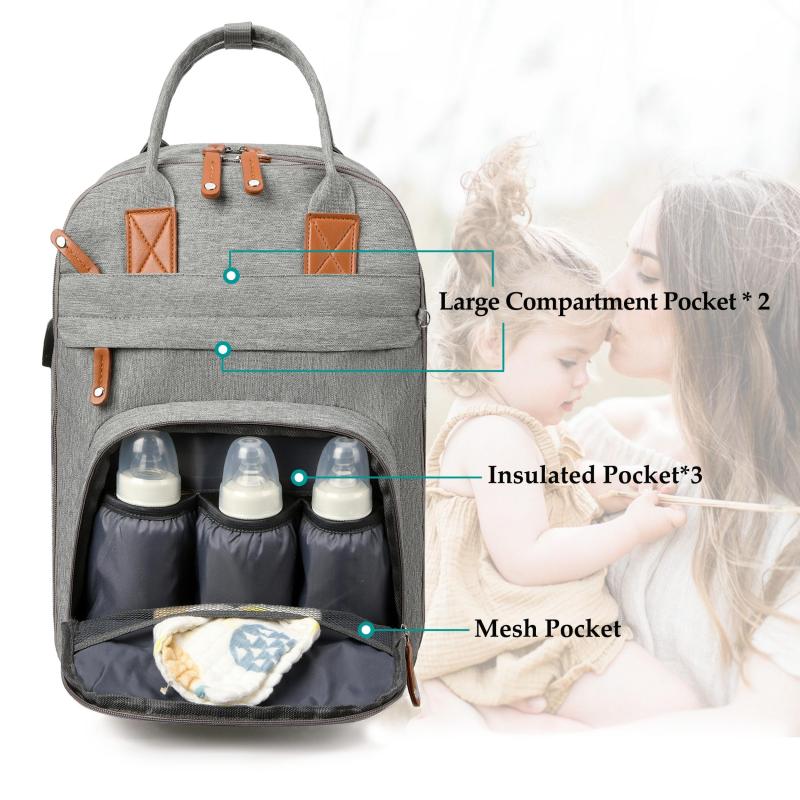Waterproof Diaper Bag Backpack with Changing Pad and Stroller Straps