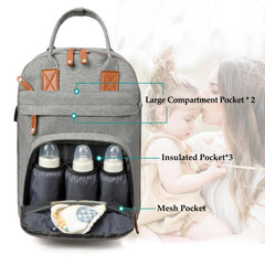 Waterproof Diaper Bag Backpack with Changing Pad and Stroller Straps