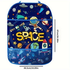 Space Themed Car Seat Back Protector with Storage Pockets