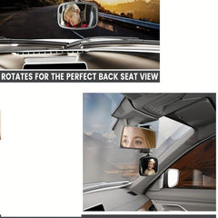 Universal Car Interior Rearview Mirror Wide Angle Clip-On for Safe Baby Viewing