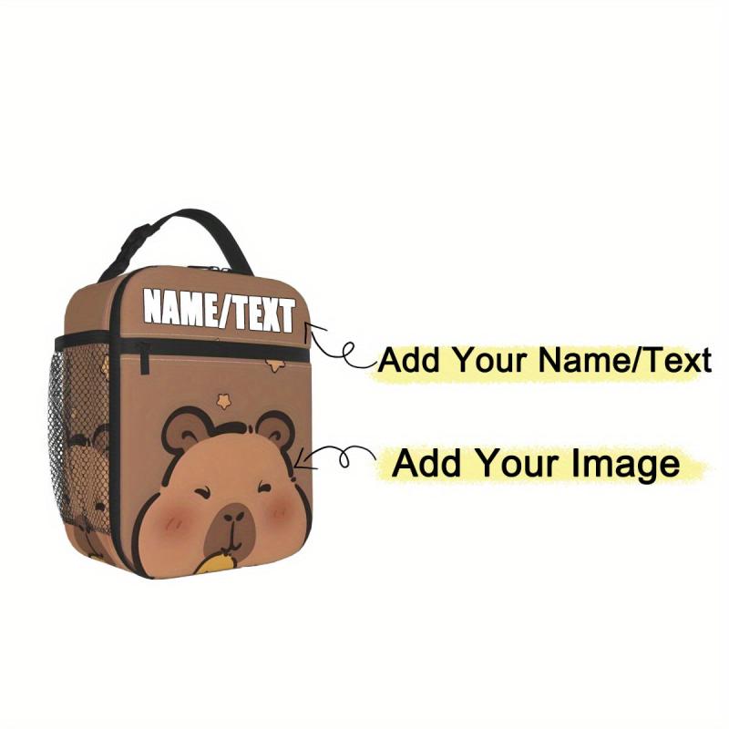 Personalized Capybara & Duck Print Lunch Tote Bag Insulated Lunch Box