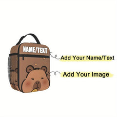Personalized Capybara & Duck Print Lunch Tote Bag Insulated Lunch Box