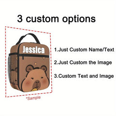 Personalized Capybara & Duck Print Lunch Tote Bag Insulated Lunch Box
