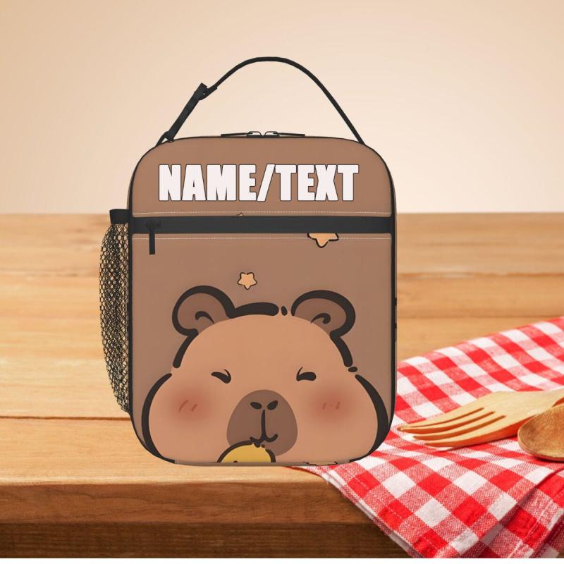 Personalized Capybara & Duck Print Lunch Tote Bag Insulated Lunch Box