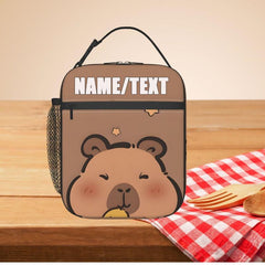 Personalized Capybara & Duck Print Lunch Tote Bag Insulated Lunch Box