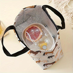 Pony Print Insulated Lunch Bag Leak Proof Reusable Lunch Box