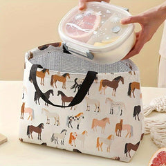 Pony Print Insulated Lunch Bag Leak Proof Reusable Lunch Box
