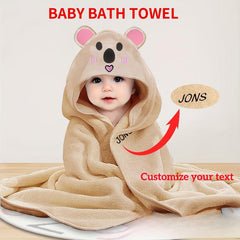 Personalized Koala Hooded Bath Towel Gray