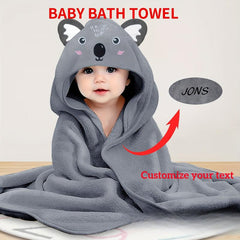 Personalized Koala Hooded Bath Towel Gray