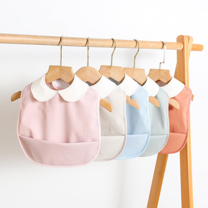 Waterproof Bib with Collar Sleeveless PU Feeding Apron