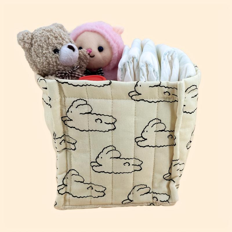 Rabbit Pattern Diaper Storage Basket Beige Organizer