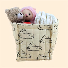 Rabbit Pattern Diaper Storage Basket Beige Organizer