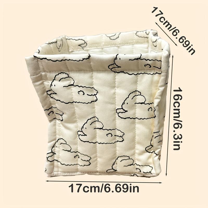 Rabbit Pattern Diaper Storage Basket Beige Organizer