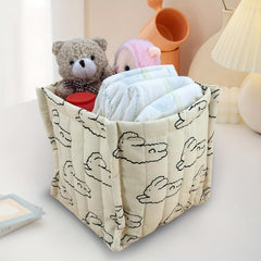 Rabbit Pattern Diaper Storage Basket Beige Organizer