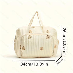 Large Capacity Quilted Diaper Bag with Insulated Compartments