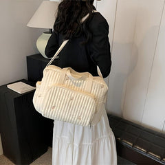 Large Capacity Quilted Diaper Bag with Insulated Compartments