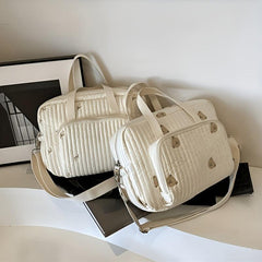 Large Capacity Quilted Diaper Bag with Insulated Compartments