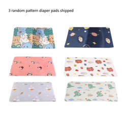 3pcs Random Pattern Diapers Absorbent Pads Waterproof Material Easy Clean