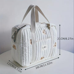 Bear Embroidered Travel Tote Bag Lightweight Polyester Fits Suitcase Portable