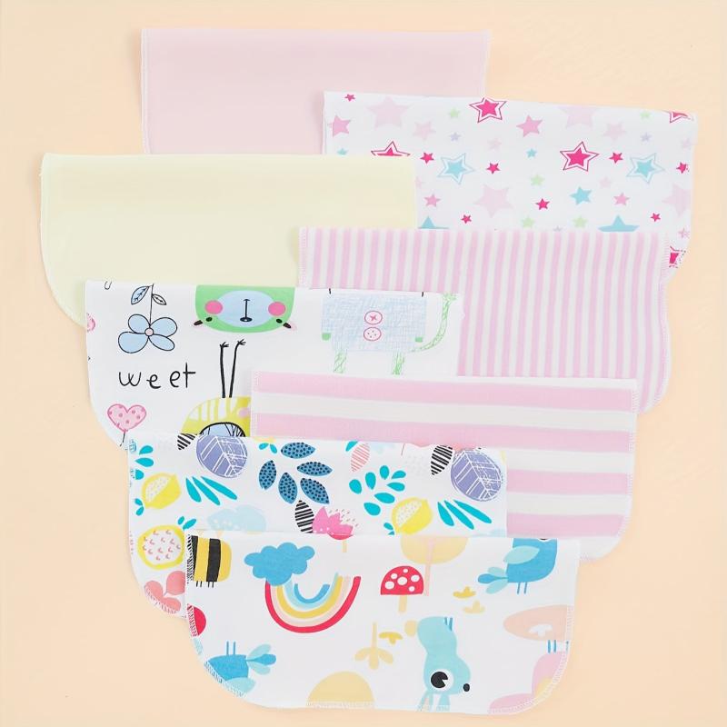 8pcs Soft Feeding Nursing Towels, Pastel Star & Floral Designs