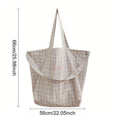 Checkered Embroidered Letter Tote Bag Large Capacity Mommy Bag