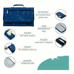 Waterproof Portable Changing Pad Mat with Wipes Holder