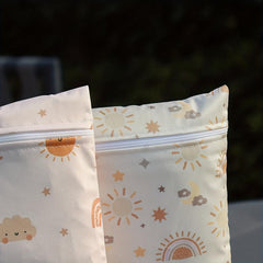 2pcs Reusable Wet Bag Set for Kids with Fun Sun & Cloud Designs