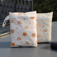 2pcs Reusable Wet Bag Set for Kids with Fun Sun & Cloud Designs
