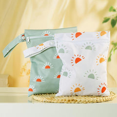 2pcs Reusable Wet Bag Set for Kids with Fun Sun & Cloud Designs