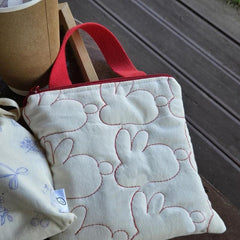 Adorable Bunny Print Diaper Changing Bag with Red Trim