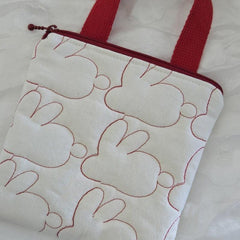 Adorable Bunny Print Diaper Changing Bag with Red Trim