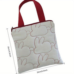 Adorable Bunny Print Diaper Changing Bag with Red Trim