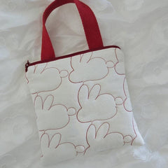 Adorable Bunny Print Diaper Changing Bag with Red Trim