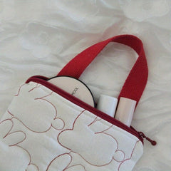 Adorable Bunny Print Diaper Changing Bag with Red Trim