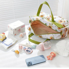 Floral Print Nylon Mommy & Kids Bag, Stylish Diaper Tote