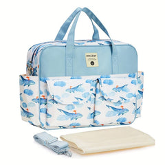 Floral Print Nylon Mommy & Kids Bag, Stylish Diaper Tote