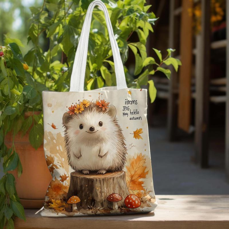Autumn Hedgehog Canvas Tote Bag