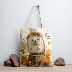 Autumn Hedgehog Canvas Tote Bag