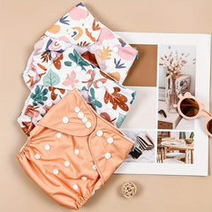 3pcs Reusable Washable Cloth Diapers for 3-15kg Mixed Colors Set