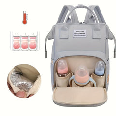 Stylish Gray Diaper Bag with Bear and Cloud Design