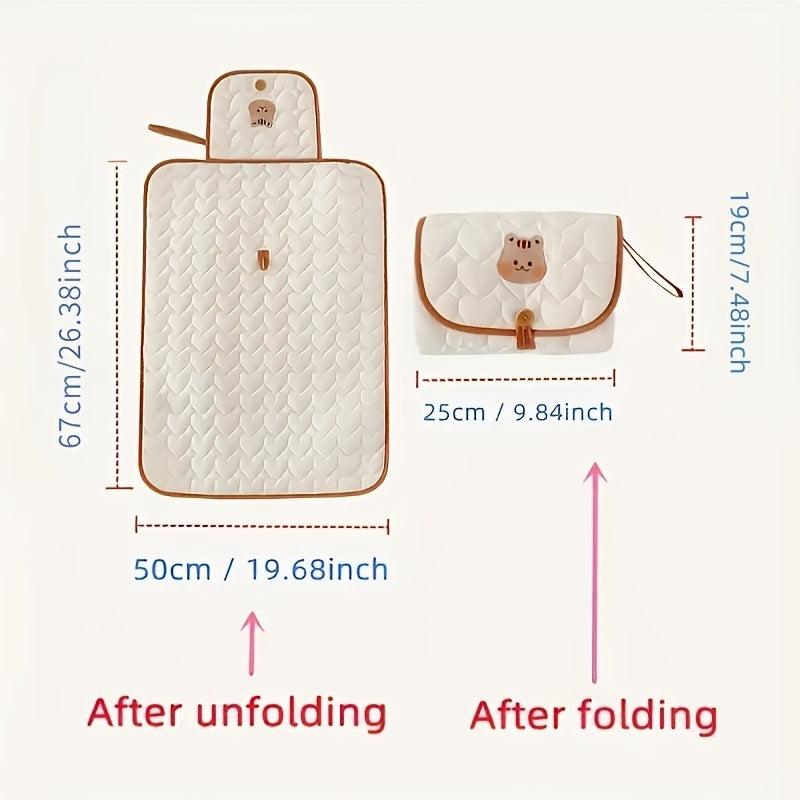 Bear Themed Portable Diaper Changing Pad with Bag