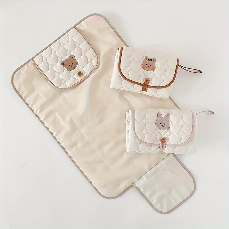 Bear Themed Portable Diaper Changing Pad with Bag