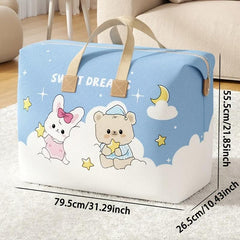 Large Capacity Travel Storage Bag with Bear and Rabbit Non Woven Organizer
