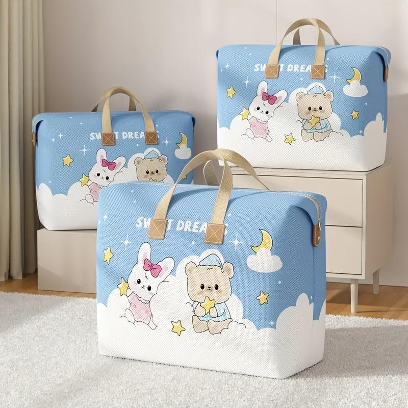 Large Capacity Travel Storage Bag with Bear and Rabbit Non Woven Organizer