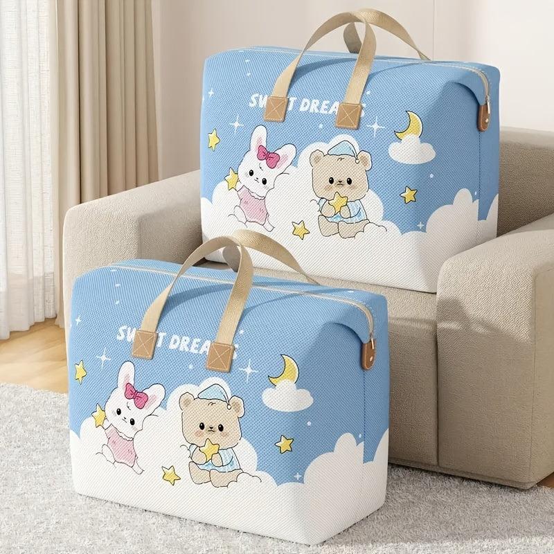 Large Capacity Travel Storage Bag with Bear and Rabbit Non Woven Organizer
